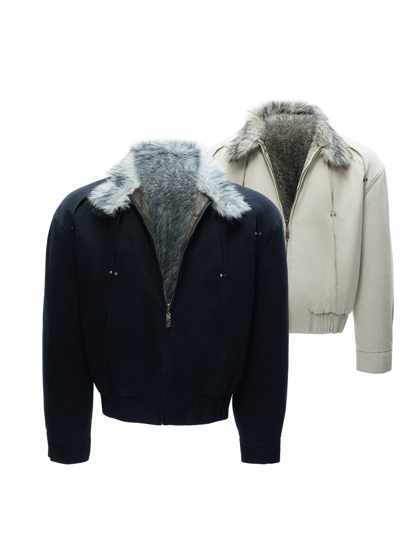 Fake Fur Collar Heavyweight Wash Canvas Puffer Jacket WN22624