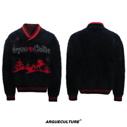 Woolen V-neck Knit Sweater WN22659