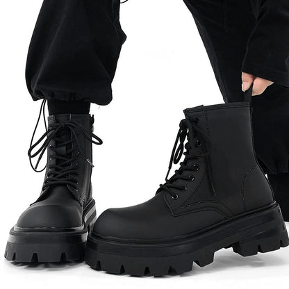 Chunky Sole Zipper Design PU Leather High-Top Boots WN19149
