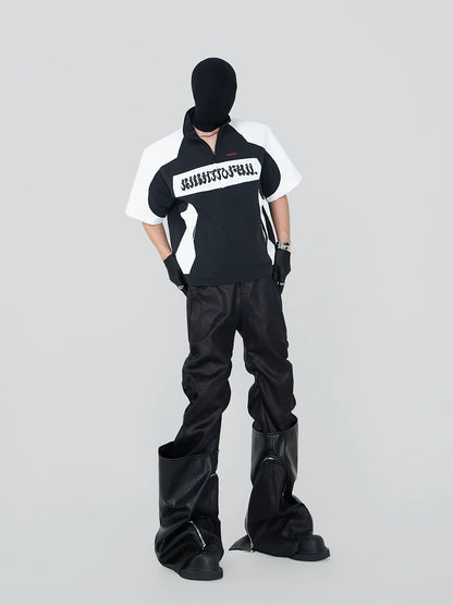 Graphic Design Zipper Short Sleeve Jacket WN17274