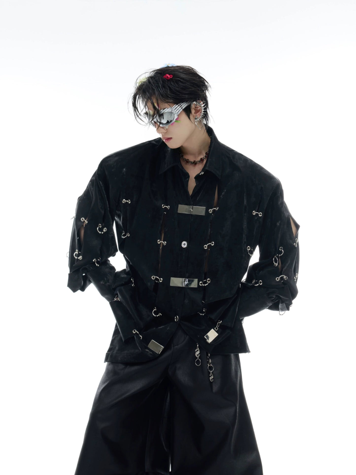 Heavyweight Metal Buckle Long Sleeve Shirt WN16339