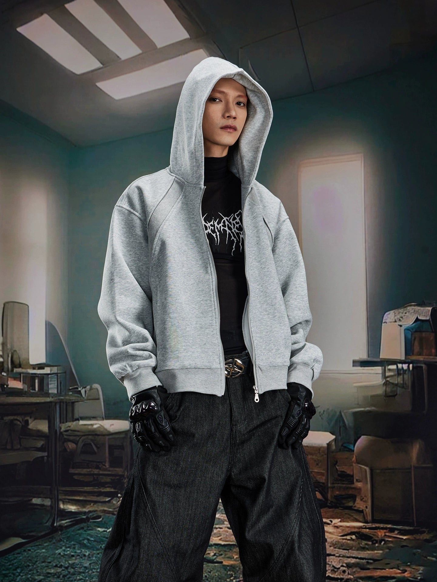 Structured Oversize Zipper Hoodie WN20575