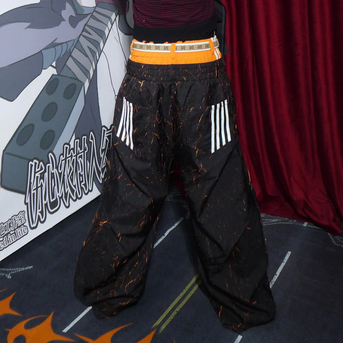 Crackle Print Graphic Wide Leg Pants WN27386