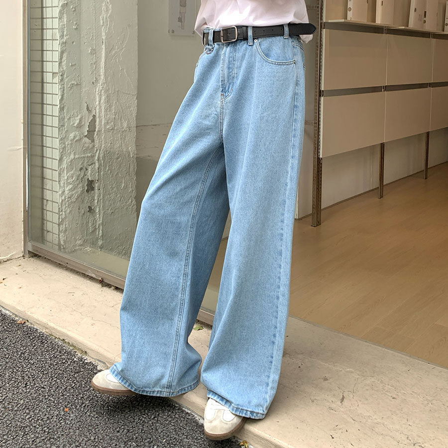 Light Washed Wide Leg Denim Jeans WN24879
