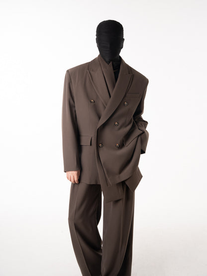 Double-Breasted Tailored Jacket & Wide Leg Trousers Setup WN23619