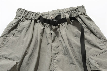 Multi-Pocket Wide Leg Cargo Half Pants WN26812