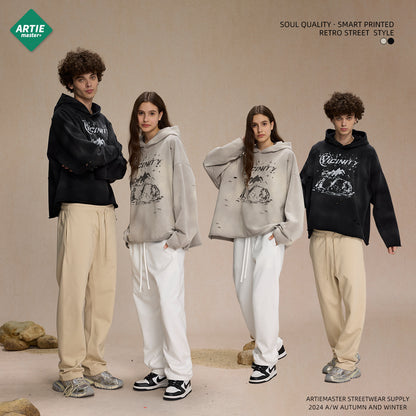 Spray Print Damage Cut0off Pullover Hoodie WN9991