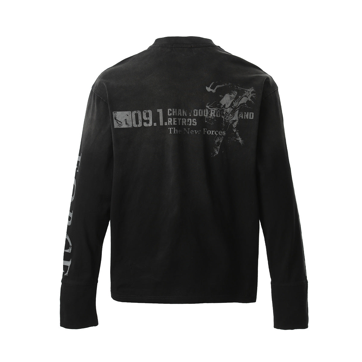 Washed Number Print Damage Long Sleeve T-Shirt WN25386