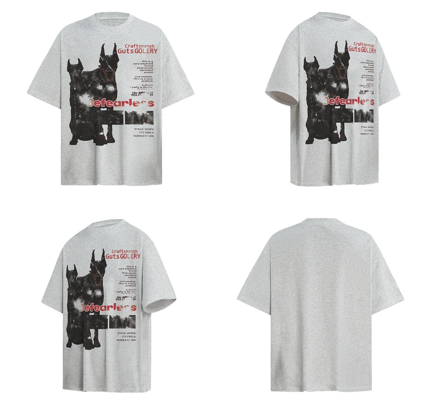 Washed Doberman Print Oversize Short Sleeve T-Shirt WN26312