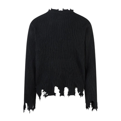 Frayed Hem Oversize Knit Sweater WN25934