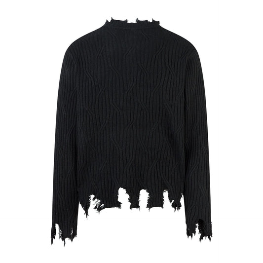 Frayed Hem Oversize Knit Sweater WN25934