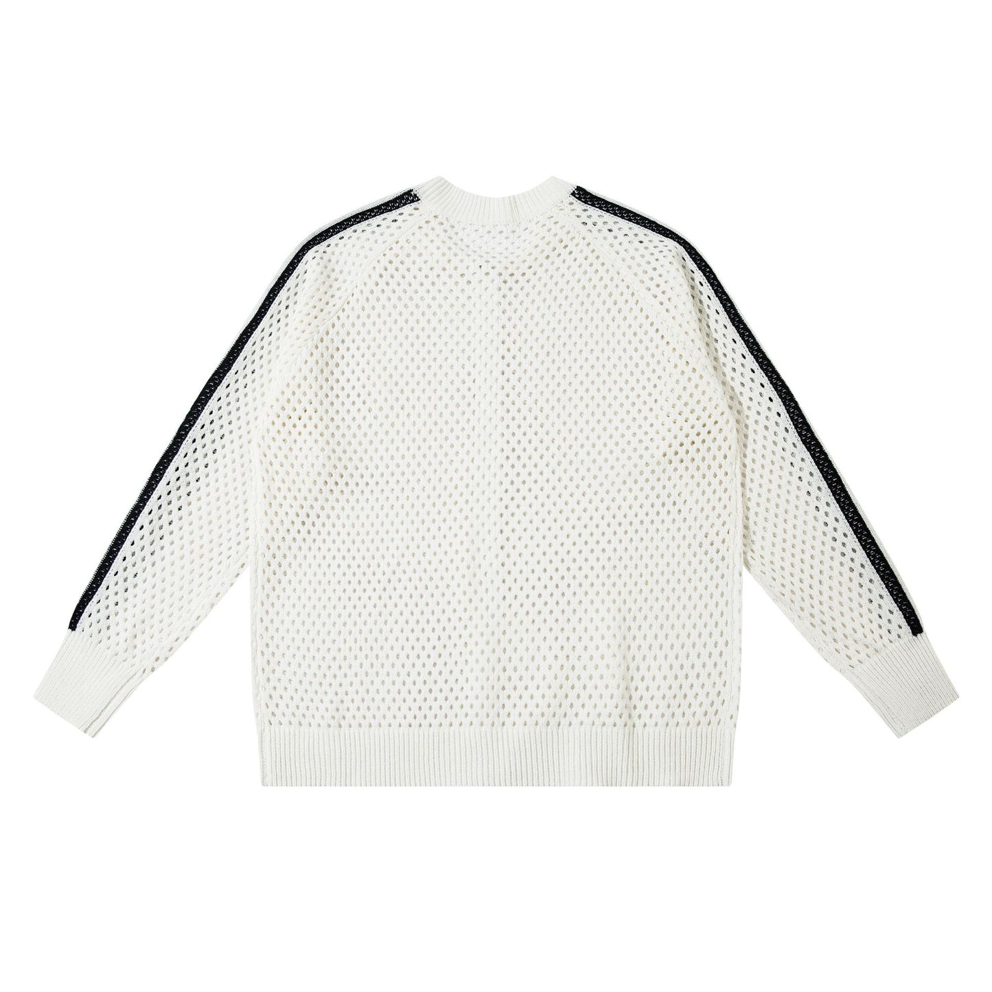 Striped Hollow-Out Zipper Knit Cardigan WN11272