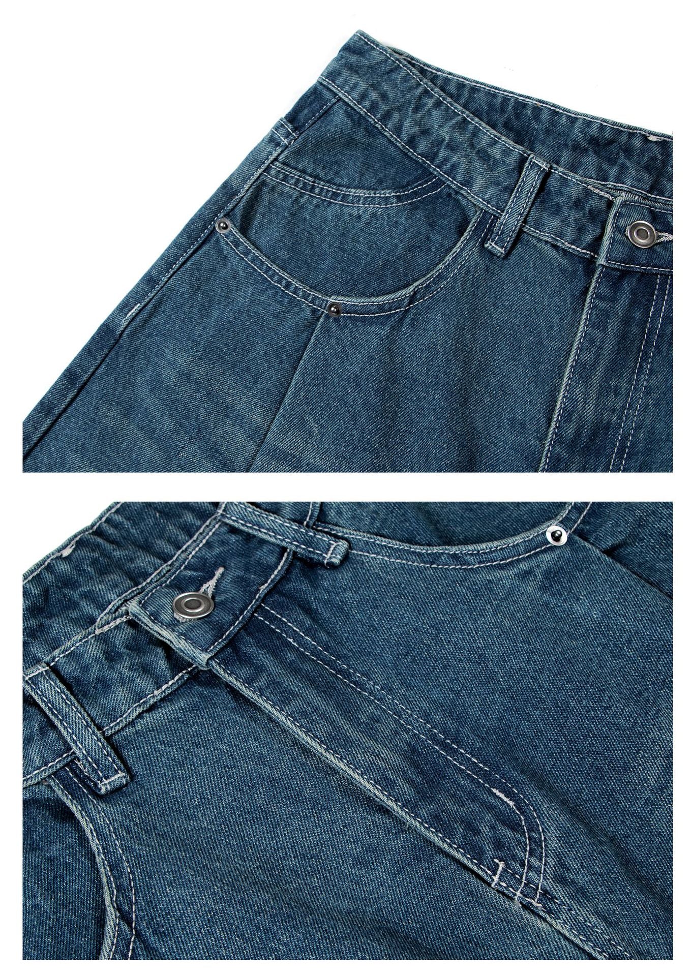 Washed Whisker Wide Leg Denim Jeans WN26186
