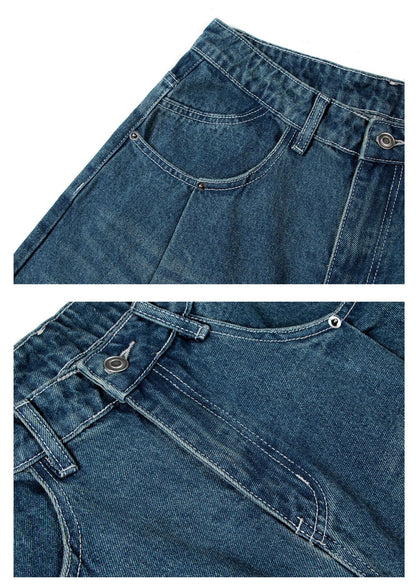 Washed Whisker Wide Leg Denim Jeans WN26186