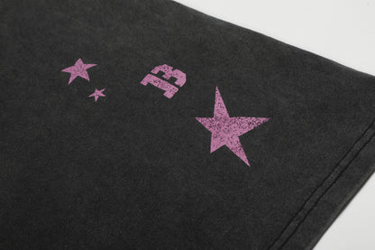 Washed Star Portrait Print Short Sleeve T-Shirt WN25535