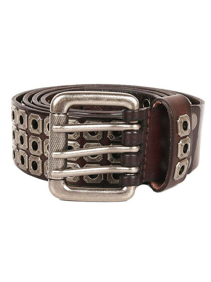 Stud Three-Pin Genuine Leather Belt WN23188