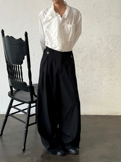Adjustable Drawstring Pleats Straight Trousers WN20010