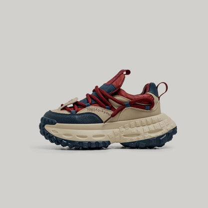 Color Block Chunky Sole Lace-Up Sneakers WN23495