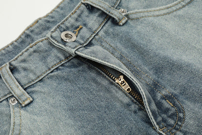 Washed Deconstruction Wide Leg Denim Half Jeans WN26112