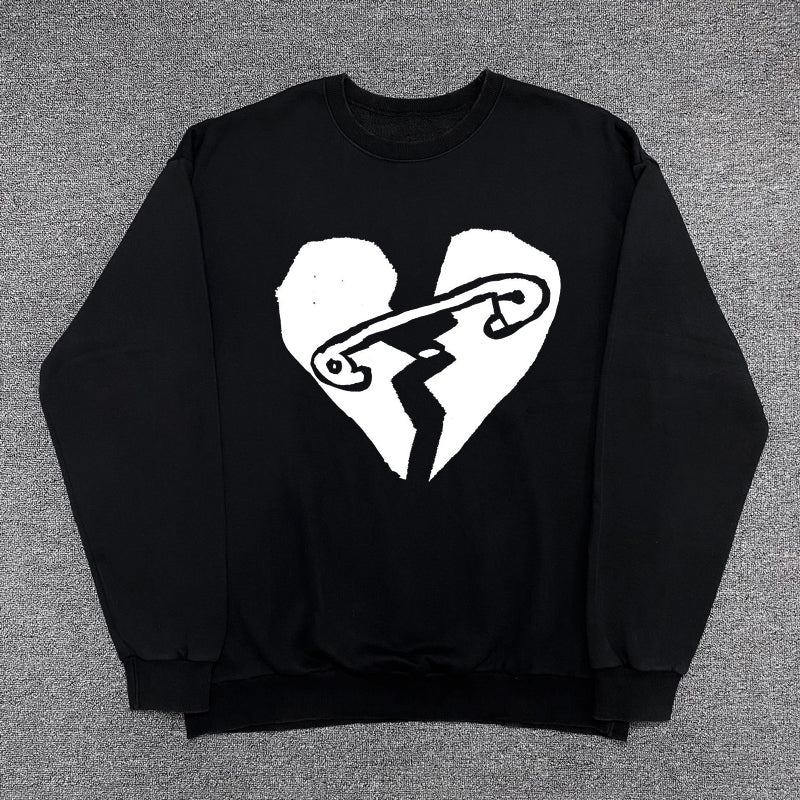 Heart Pin Design Pullover Sweatshirt WN15790
