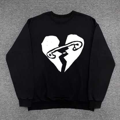 Heart Pin Design Pullover Sweatshirt WN15790