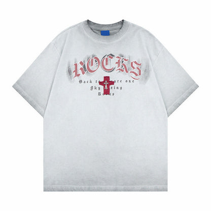Damage Cross Graphic Design Short Sleeve T-Shirt WN24451