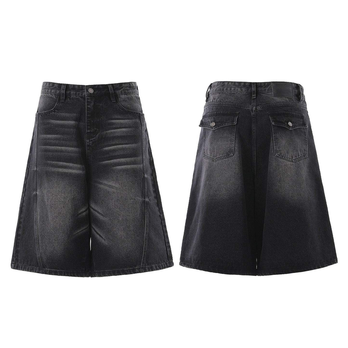 Denim Wash Wide Leg Half Pants WN25644