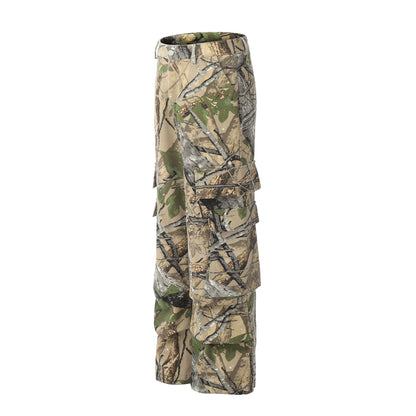 Camouflage Wide-Leg Straight Cargo Pants WN11054