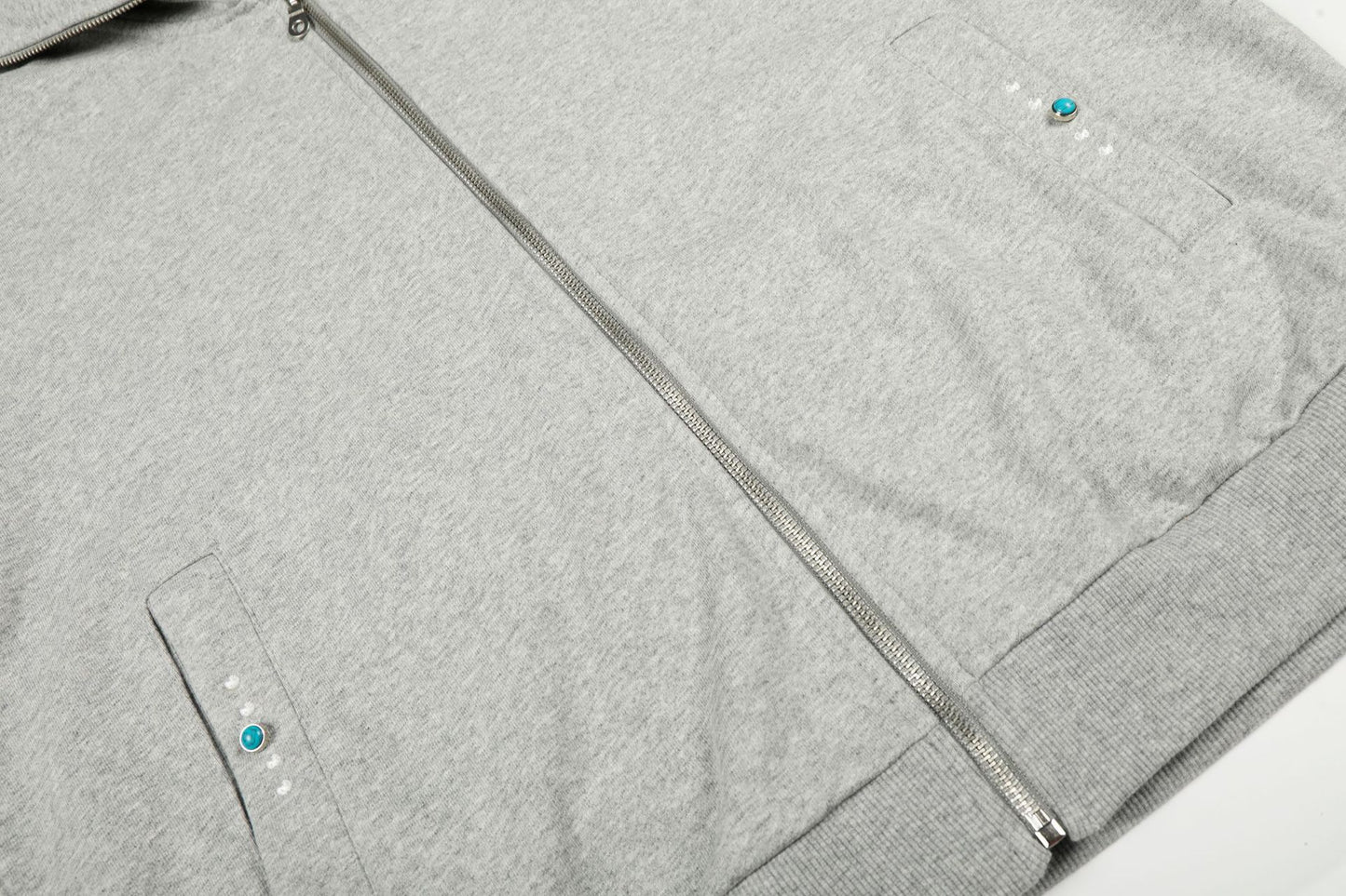 Turquoise Stone Zipper Hoodie WN25932