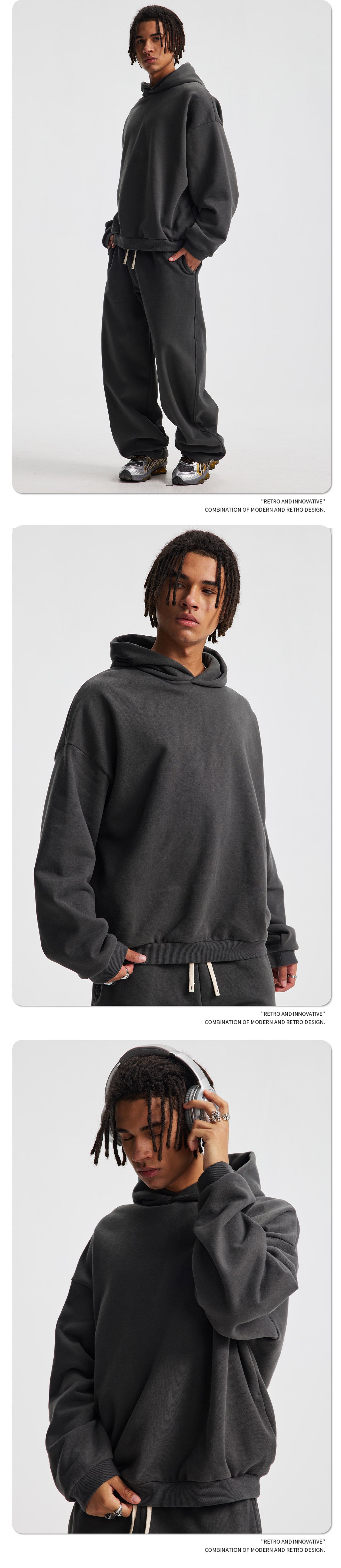 Fleece Lining Oversize Hoodie & Wide Leg Sweatpants Setup WN23113
