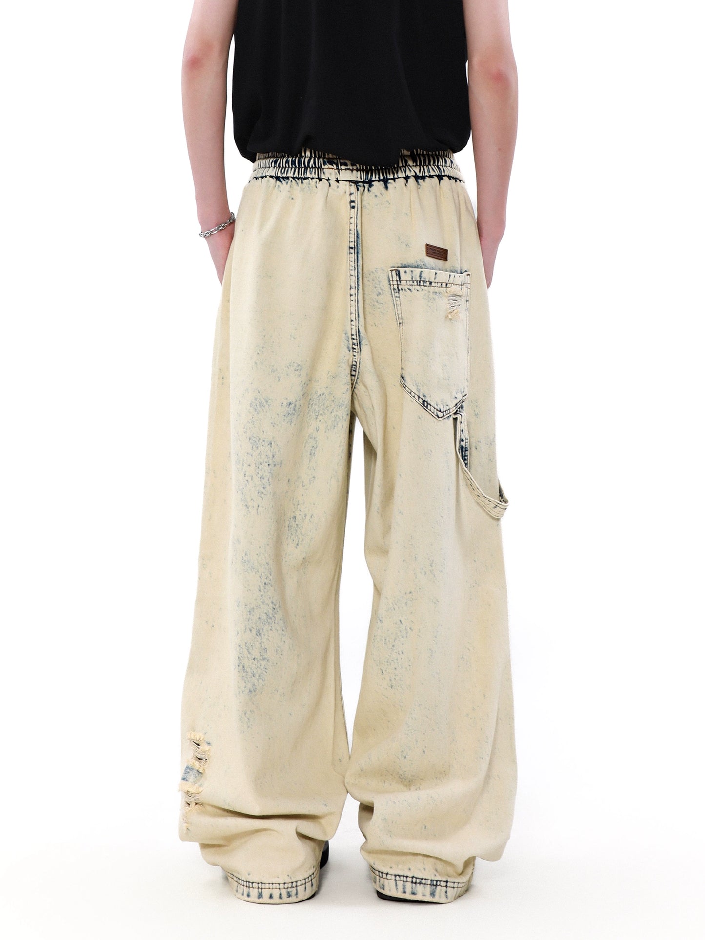 Wash Yellow Mud Dye Wide Leg Denim Jeans WN7576