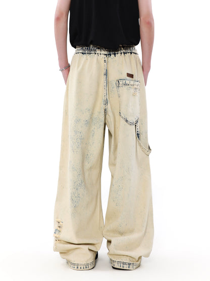 Wash Yellow Mud Dye Wide Leg Denim Jeans WN7576