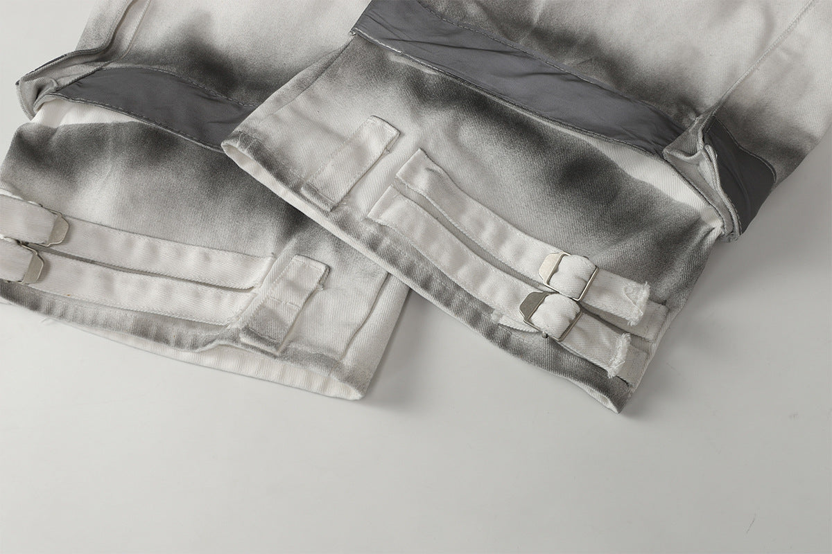 Spray Print Wide Leg Cargo Pants WN23110