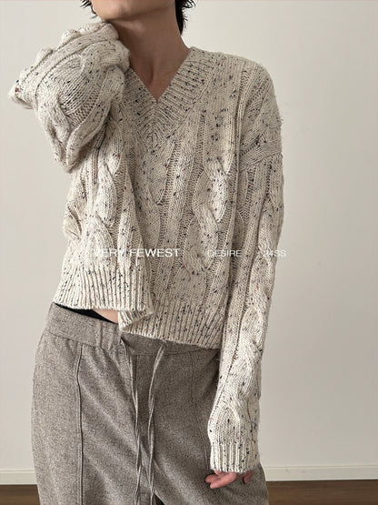 Twists V-neck Short Knit Sweater WN8945