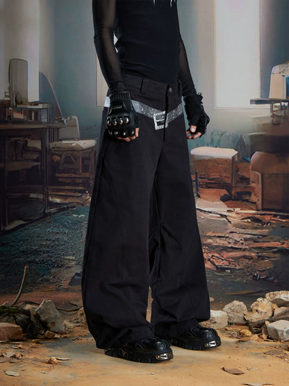 Belt Print Wide Leg Trousers WN21332