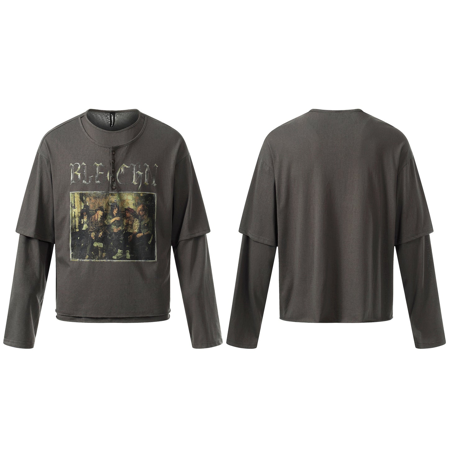 Oversize Fake Layered Long Sleeve T-Shirt WN25466