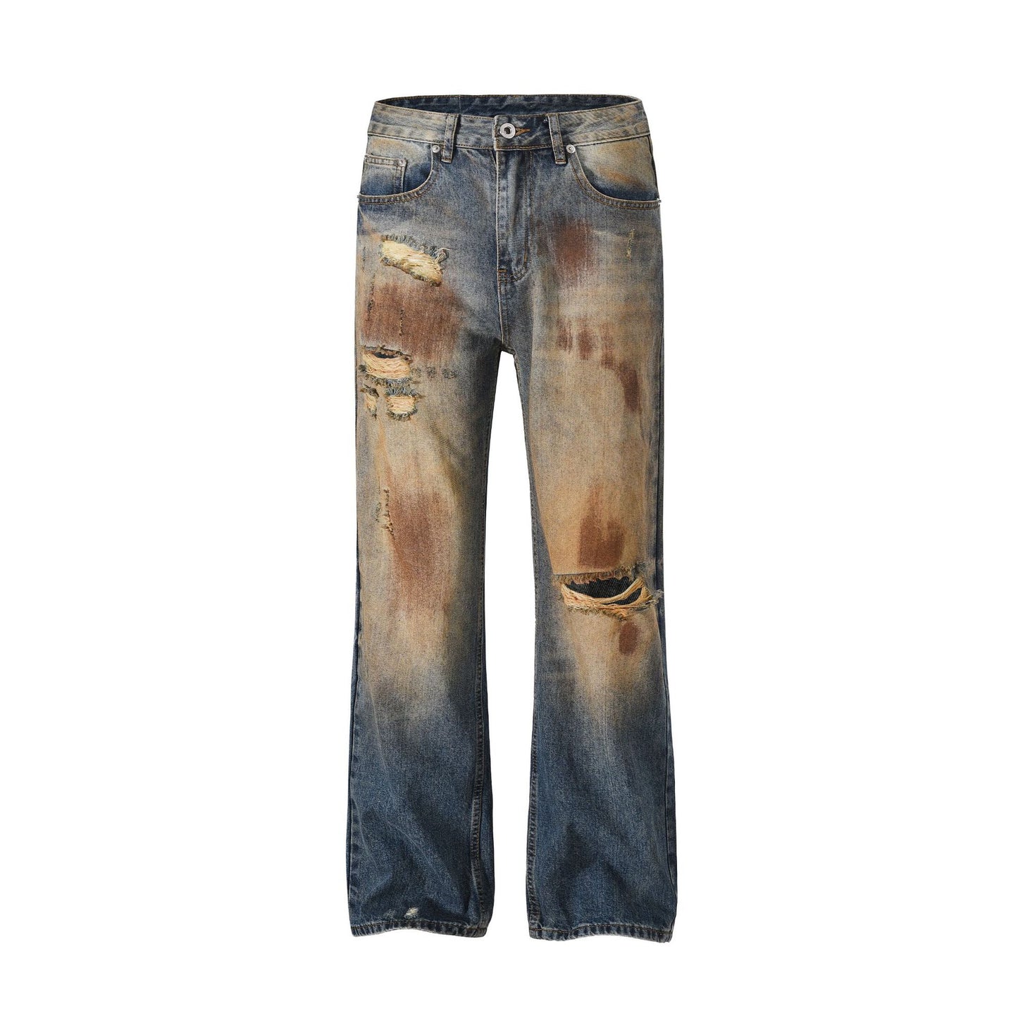 Paint Damage Straight Denim Jeans WN25935