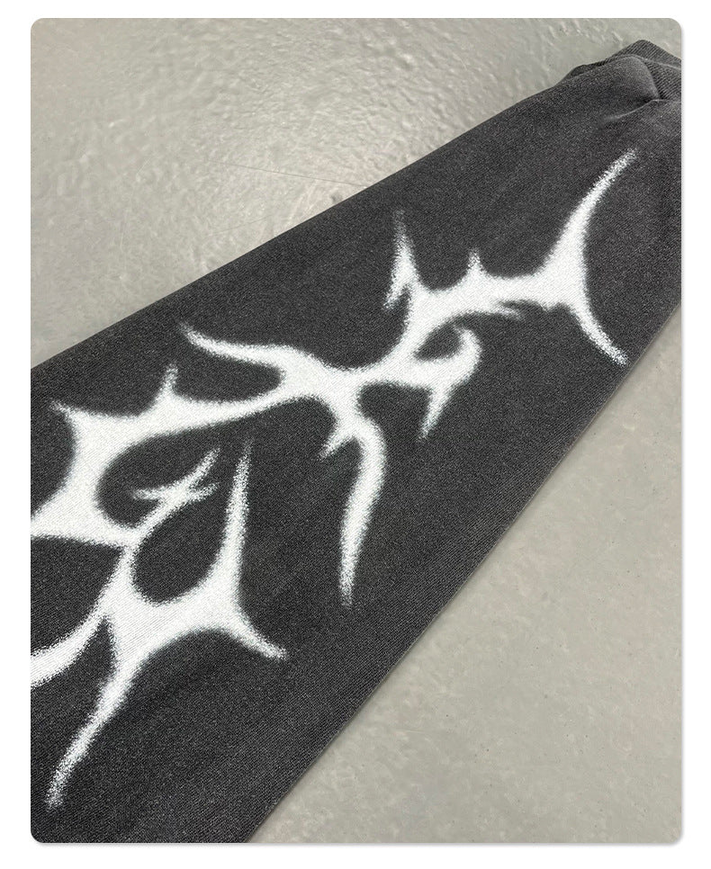 Washed Fake Layered Round Neck Print Long Sleeve T-Shirt WN7817