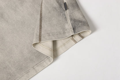 Semi-Open Collar Washed Short Sleeve T-Shirt WN25641