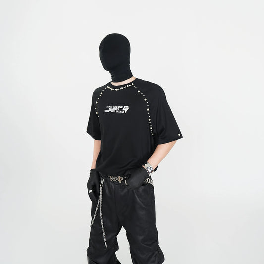 Beaded Design Heavyweight Oversize Short Sleeve T-Shirt WN17373