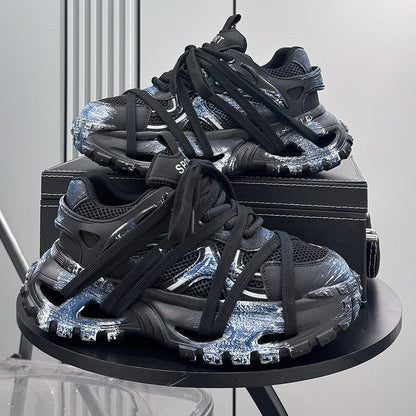 Paint Splash Rope Lace Chunky Sole Sneakers WN24627