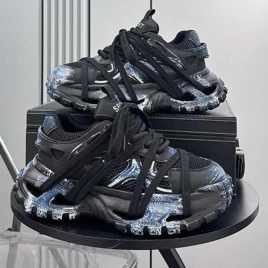 Paint Splash Rope Lace Chunky Sole Sneakers WN24627