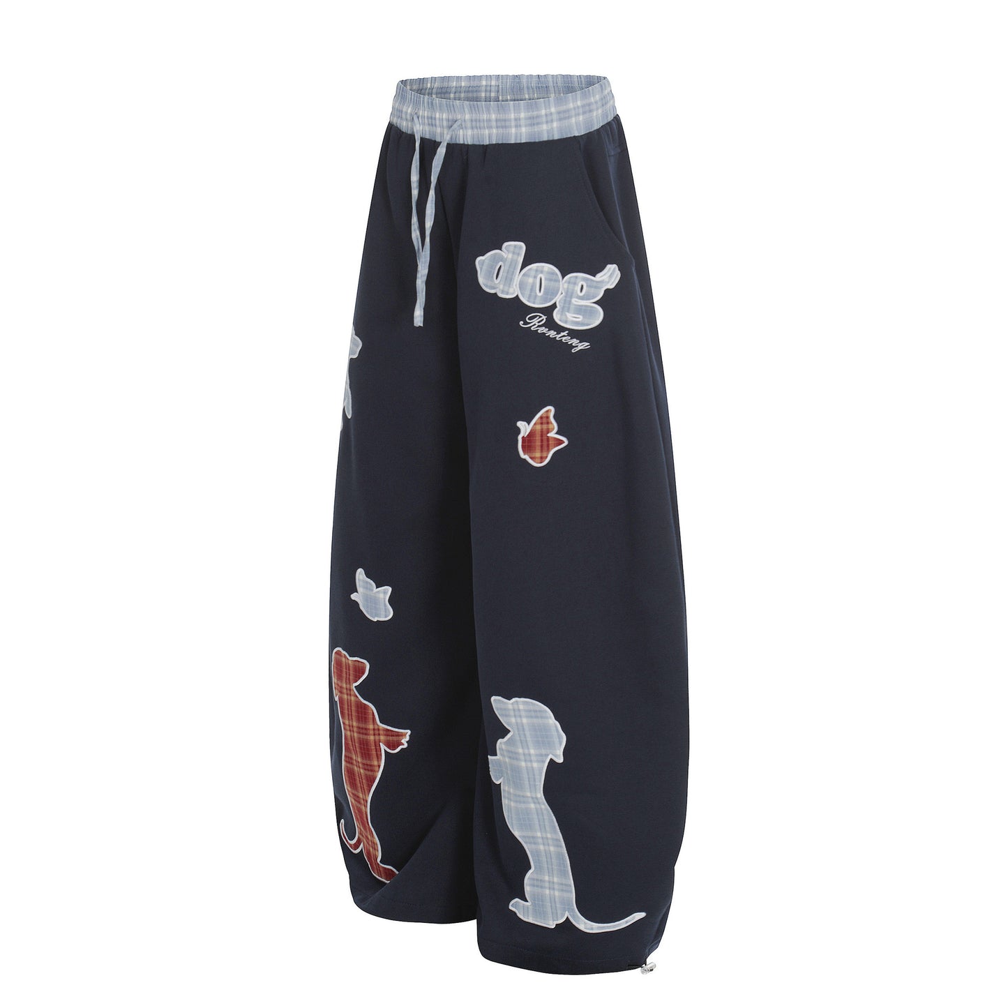 Dog Embroidery Wide Leg Sweatpants WN25812