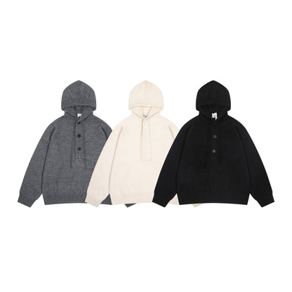 Plain Pullover Knit Hoodie WN10995