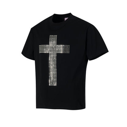 Cross Patch Beads Short Sleeve T-Shirt WN26082