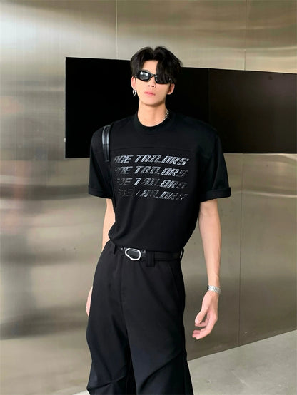 3D Paste Print Washed Short Sleeve T-Shirt WN20048