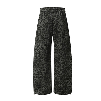 Leopard Print Sporty Drapey Wide Leg Pants WN25600
