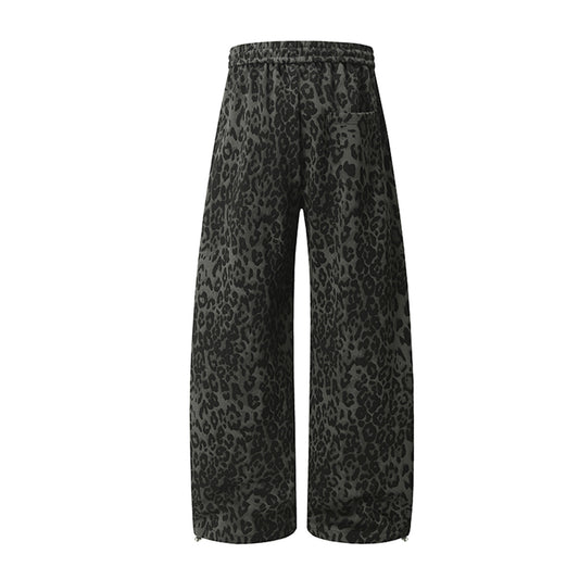 Leopard Print Sporty Drapey Wide Leg Pants WN25600