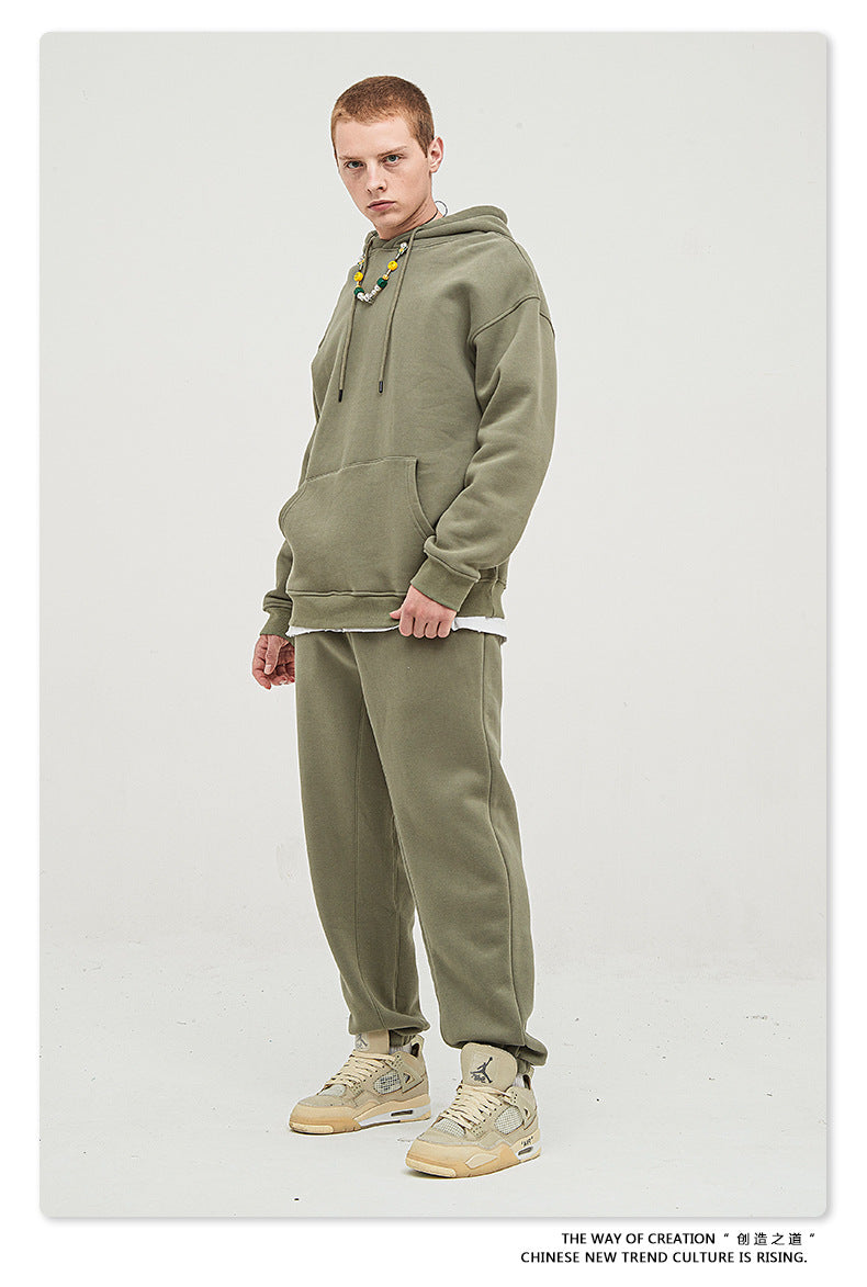 Fleece Lining Oversize Hoodie & Fleece Lining Sweatpants Setup WN9931-K