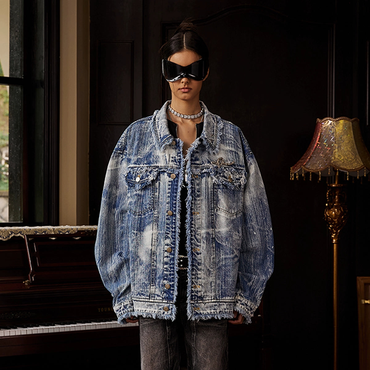 Raw Hem Irregular Texture Denim Jacket WN17887